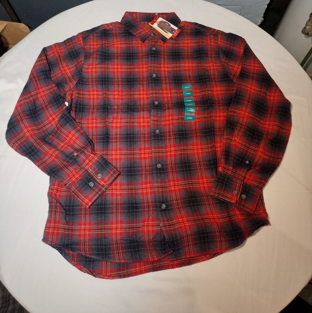 Woolrich Maple Red Plaid Casual Classic Open Fit Button Down Flannel Shirt